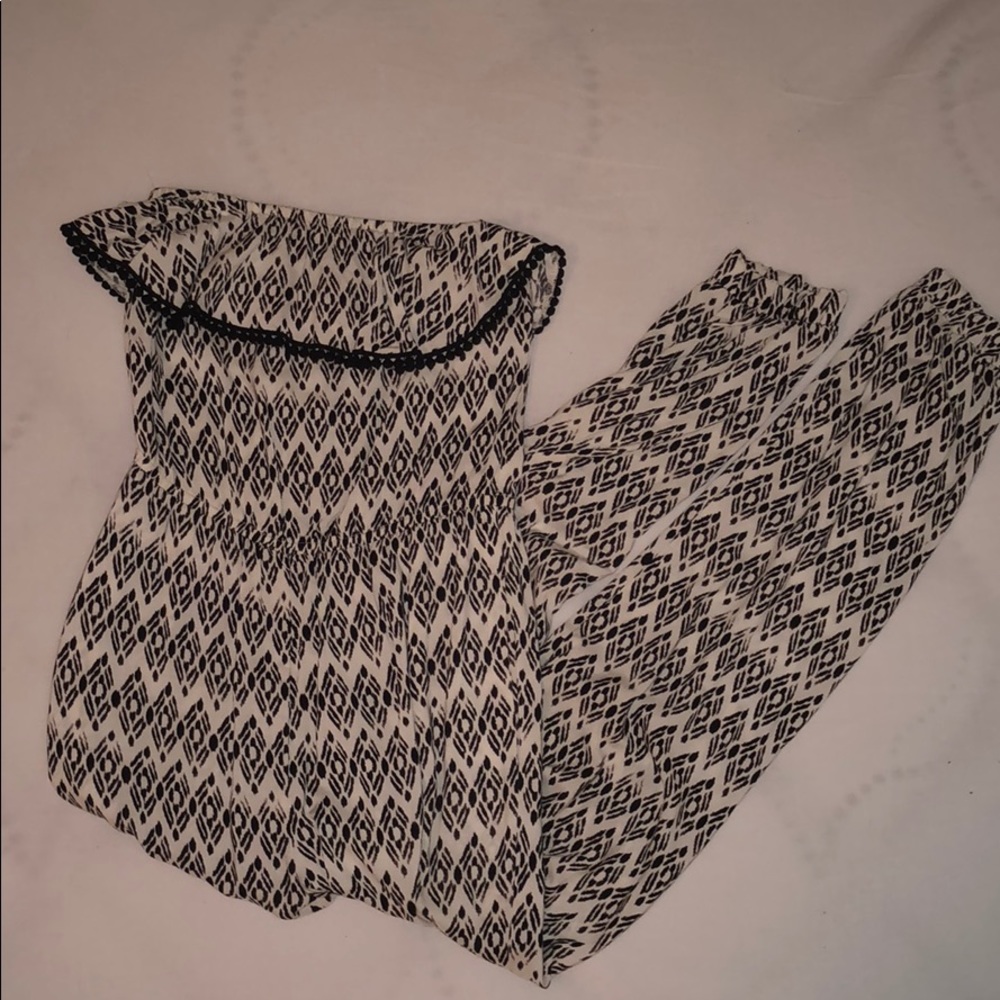 Black and white print jumpsuit.